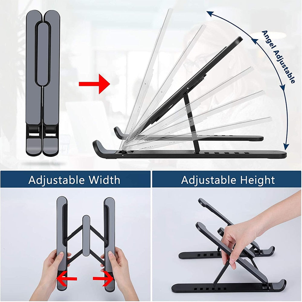 Foldable Laptop Stand Portable Notebook Support Base Holder Adjustable Riser Cooling Bracket for Laptop &amp; Tablet Accessories