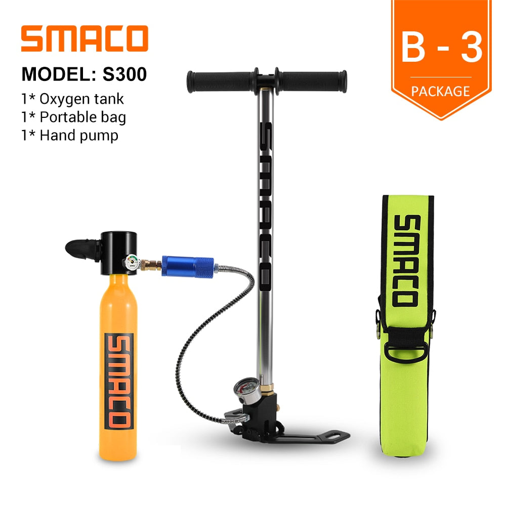 SMACO Mini Scuba Diving Tank Equipment, Dive Cylinder with 8 Minutes Capability, 0.5 Litre Capacity with Refillable Design