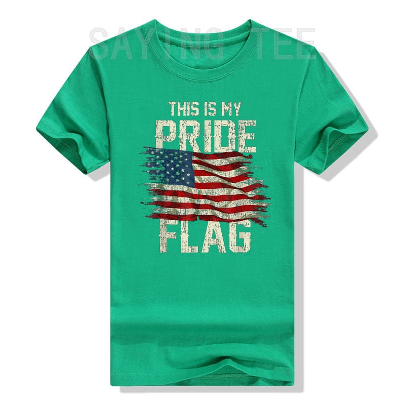 This Is My Pride Flag USA American 4th of July Patriotic T-Shirt Women's Men's Fashion Memorial Independence Day Clothes Gifts