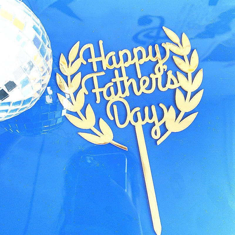 Gold BEST Dad Father&#39;s Day Party Cake Toppers Black Acrylic Daddy Birthday Cake Topper for Father Birthday Party Cake Decoration