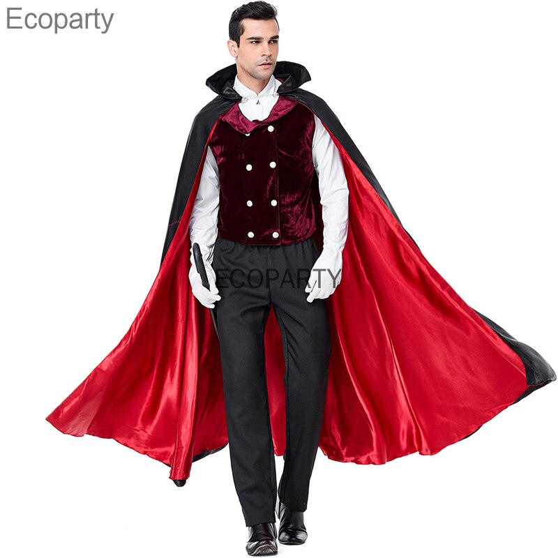 Halloween Man's Vampire Cosplay Costume Classic Movie Count Dracula Role Uniform Long Cloak Suit Carnival Easter Fancy Outfits