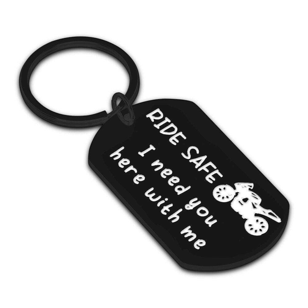 Fathers Day Ride Safe Keychain Biker Motorcycle Keyring Gift for Him Boyfriend Husband Dad Couples Gifts for New Driver Biker