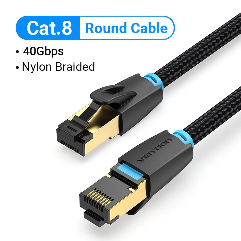 Vention Cat8 Ethernet Cable STTP 40Gbps 2000MHz Cat 8 RJ45 Network Lan Patch Cord for Router Modem Internet RJ 45 Ethernet Cable