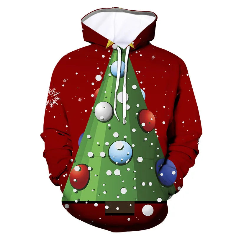 2024 Christmas tree Xmas Santa Snowman Claus Hoodie Men Autumn Winter 3D Print Pullover Sweatshirt