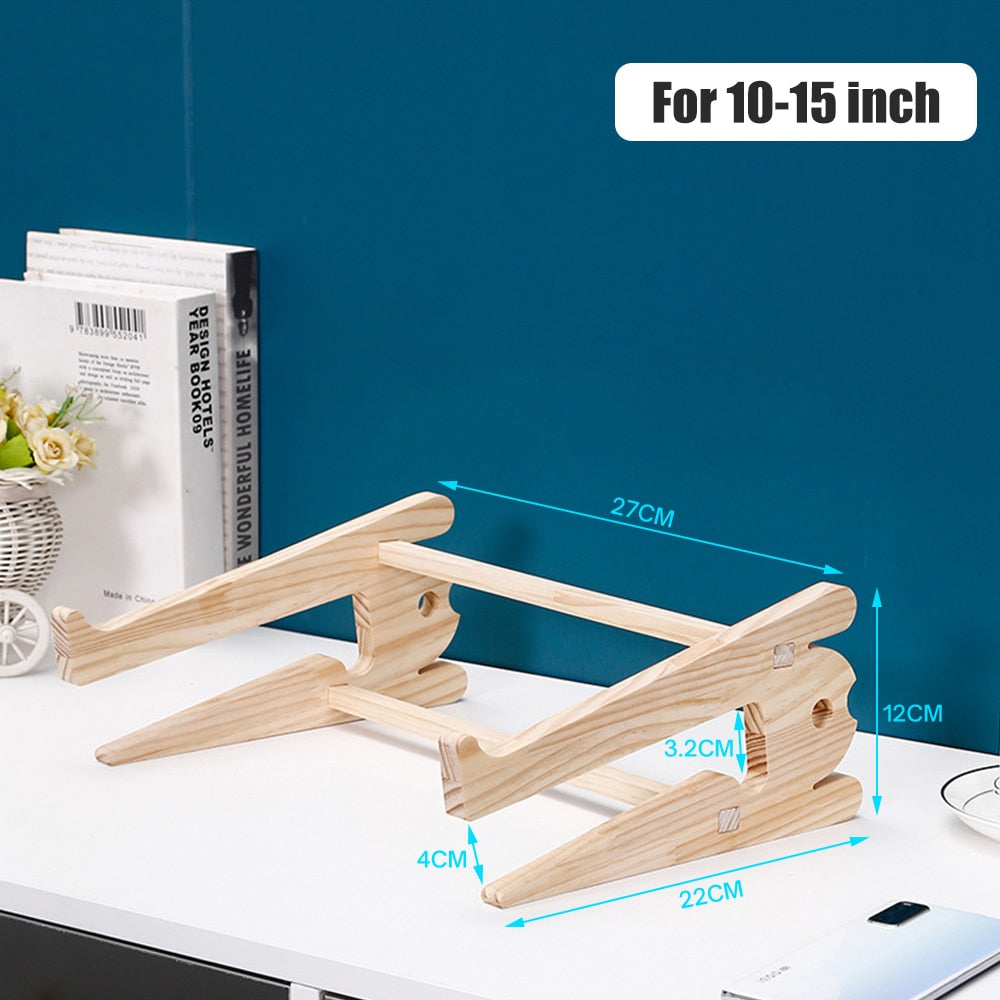 Universal Wood Laptop Stand For Desk 10-17 inch Macbook Air Pro 13 15 Storage Detachable Wooden Notebook Holder Accessories