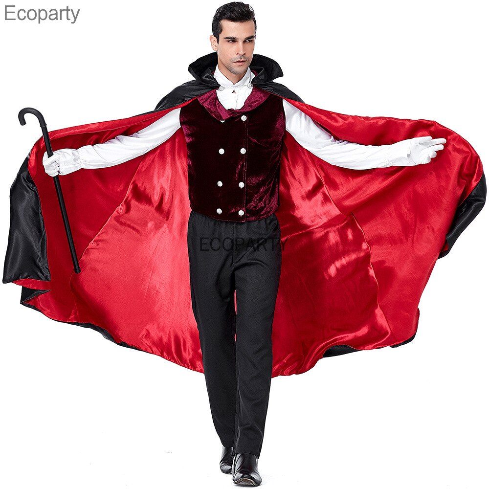 Halloween Man's Vampire Cosplay Costume Classic Movie Count Dracula Role Uniform Long Cloak Suit Carnival Easter Fancy Outfits