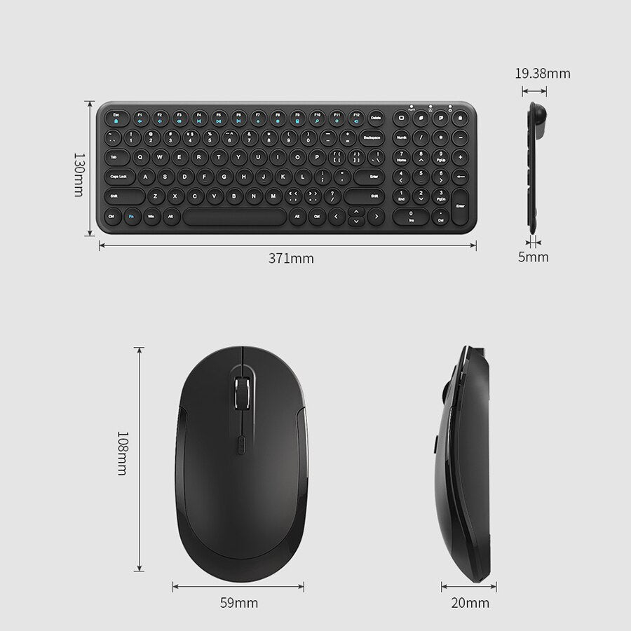 2.4G Wireless Silent Keyboard Ergonomic Mouse Round Keycap Keyboard Gaming Mouse for Macbook Pro Laptop Computer Accessories