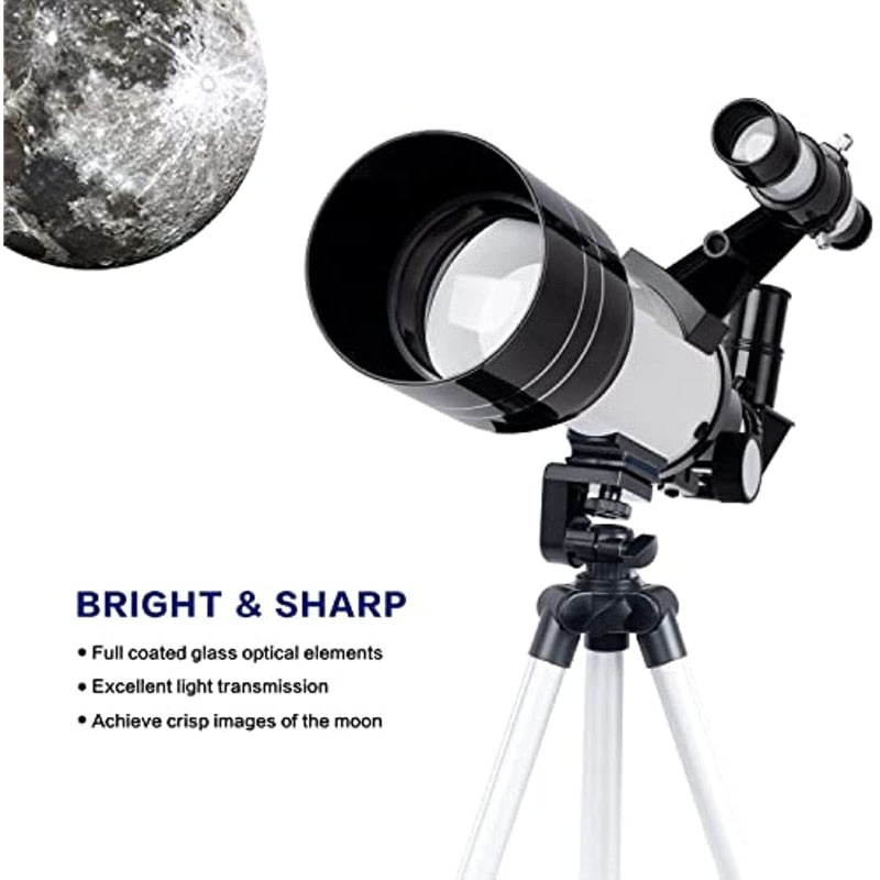 ESAKO Telescope for Kids,70mm Aperture Portable Telescopes with 3 Eyepieces, Height Adjustable Tripod &amp; Phone Adapter