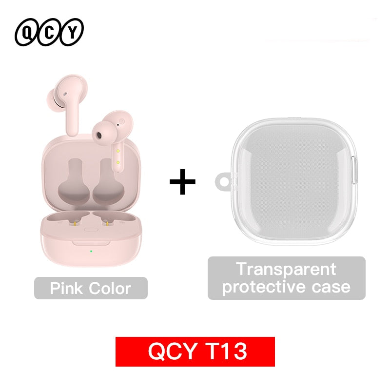 QCY T13 Bluetooth Headphone V5.1 Wireless TWS Earphone Touch Control Earbuds 4 Microphones ENC HD Call Headset Customizing APP