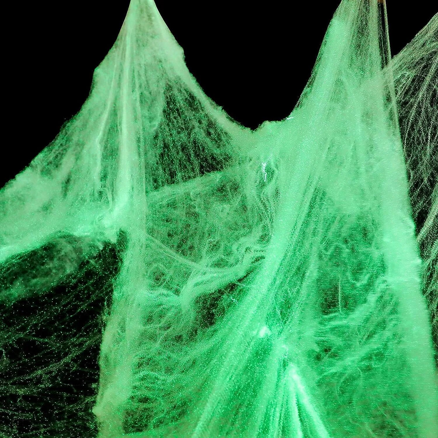 Glow in The Dark Spider Webs and Fake Spiders White Stretch Cobwebs for Halloween Indoor Outdoor Horror Decoration Prop