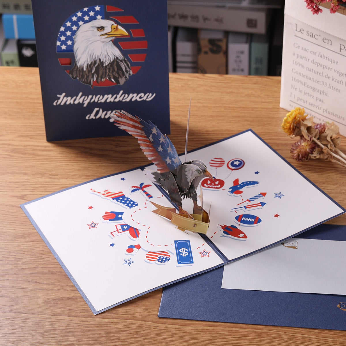 3D USA Eagle Pop Up Card for For Memorial Day, Independence Day, Veterans Day Greeting Cards