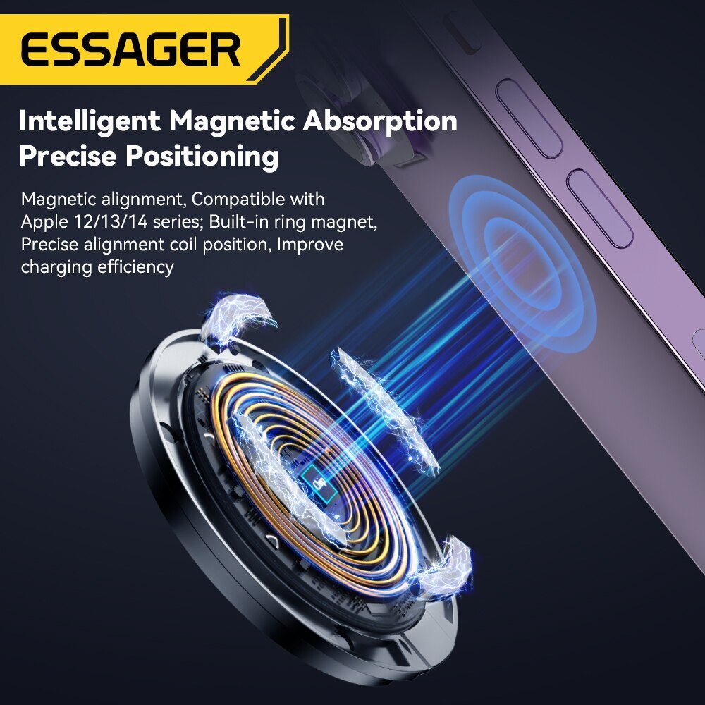 Essager 15W Magnetic Qi Wireless Chargers Fast Charging for iPhone 14 13 12 Pro Max PD Fast Charging For Xiaomi Pad Adapter