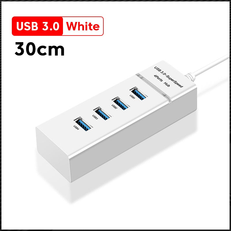 Elough 4 Ports USB Hub 3 0 High Speed Multi USB Splitter Adapter OTG For Xiaomi Lenovo PC Computer Accessories 30/120cm