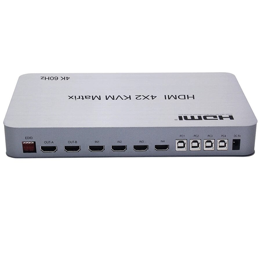 4K 60Hz Matrix HDMI KVM Switch 4x2 4 In 2 Out KVM Switcher Dual Monitor 4 Port KVM Switch Matrix Switcher HDMI USB PC 4 Computer