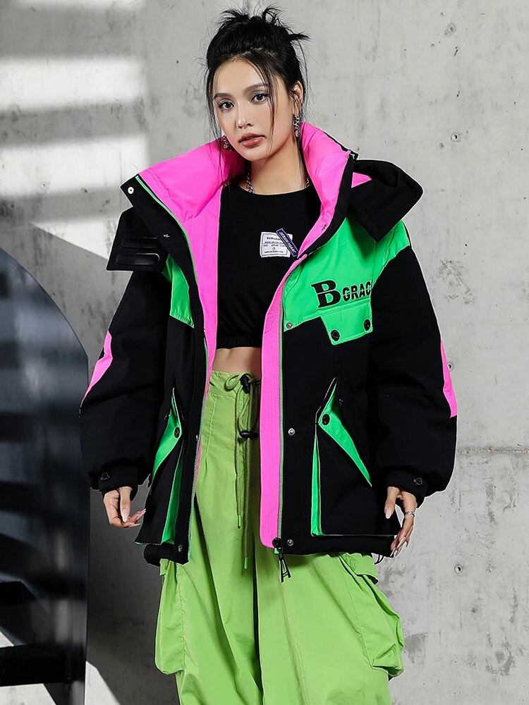 Warmth Winter Down Coat Jackets Women Hooded Parka Winter Clothing Snow Coat Casual Thick Short Puffer Jacket Bright Streetwear