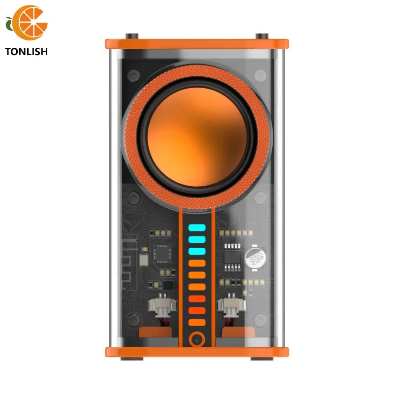 TONLISH K07 Transparent Cyberpunk Mecha TWS Wireless Bluetooth Speaker Sound Light Rhythm Subwoofer Built-in Noise Reduction Mic