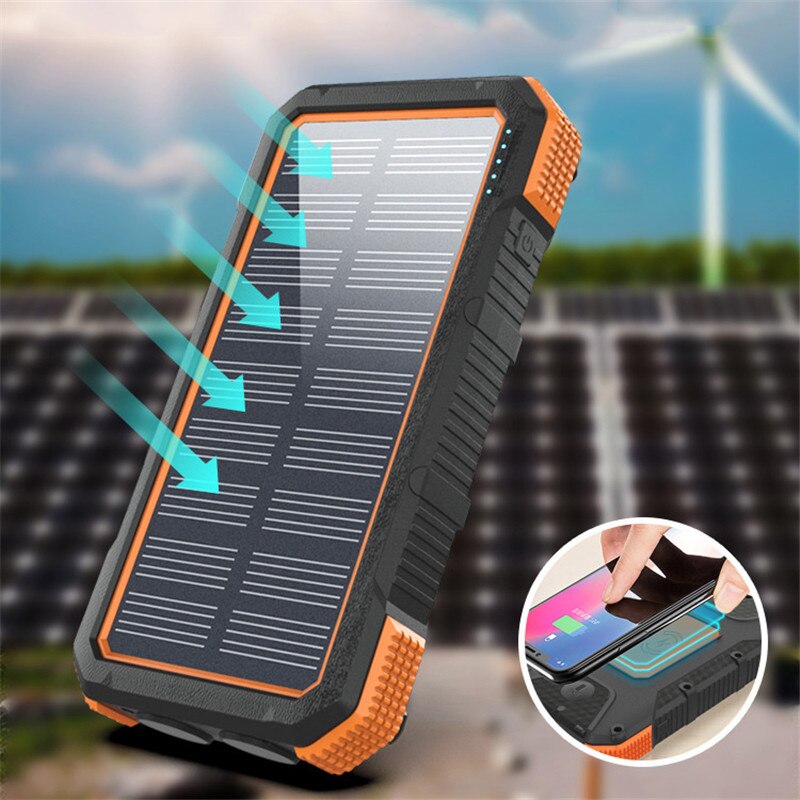 50000mAh Wireless Solar External Battery Wireless Charging Emergency Waterproof SOS LED One-way Fast Charging Portable Power Ban