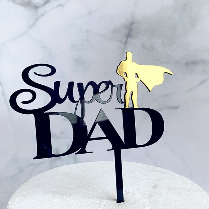 Gold BEST Dad Father&#39;s Day Party Cake Toppers Black Acrylic Daddy Birthday Cake Topper for Father Birthday Party Cake Decoration