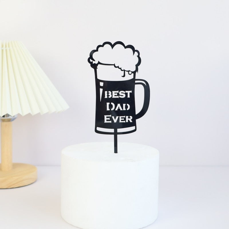 Gold BEST Dad Father&#39;s Day Party Cake Toppers Black Acrylic Daddy Birthday Cake Topper for Father Birthday Party Cake Decoration