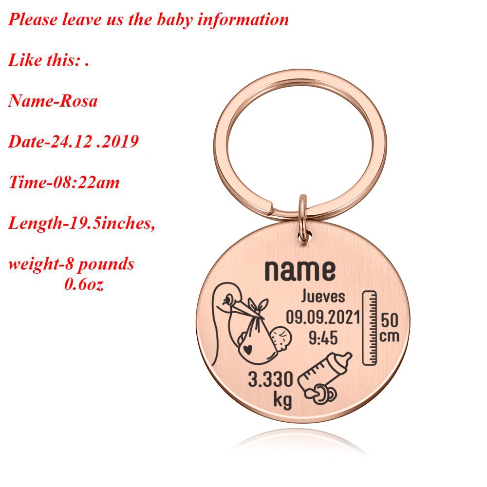 New Born Baby State Keychain Personalized Gift for New First Father Mother Day Gift Baby Name Date Weight Time Height Key Rings