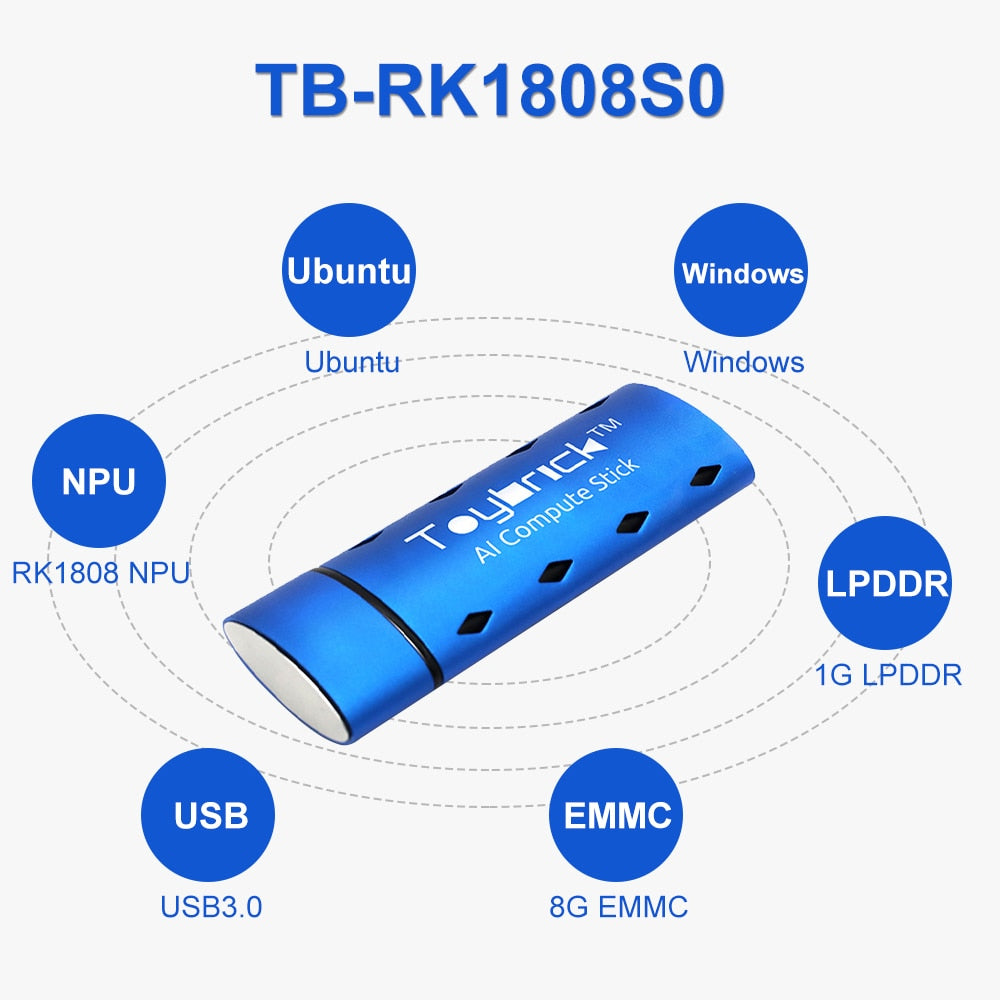 TB-RK1808S0 AI Compute Stick Multiple Development Modes Support Secondary Development,Support Windows, Linux intel NCS2