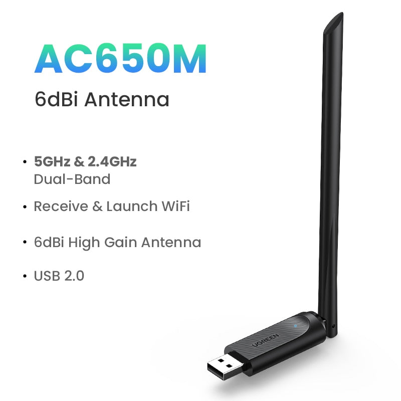 UGREEN Wifi Adapter AC650/AC1300 5G&amp;2.4G WiFi USB Ethernet for PC Laptop Desktop Windows Linux WiFi Antenna Dongle Network Card