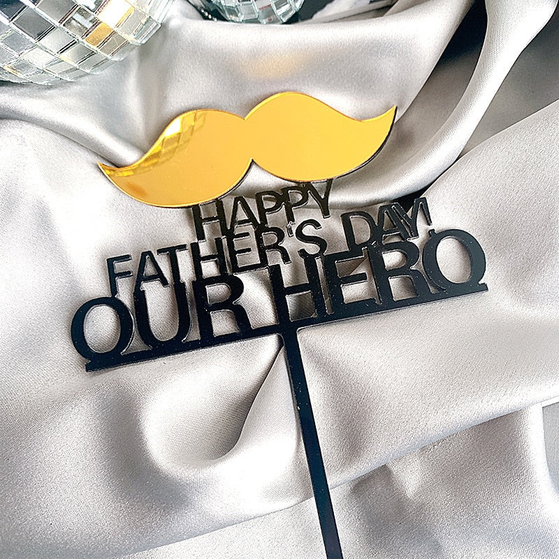 Gold BEST Dad Father&#39;s Day Party Cake Toppers Black Acrylic Daddy Birthday Cake Topper for Father Birthday Party Cake Decoration