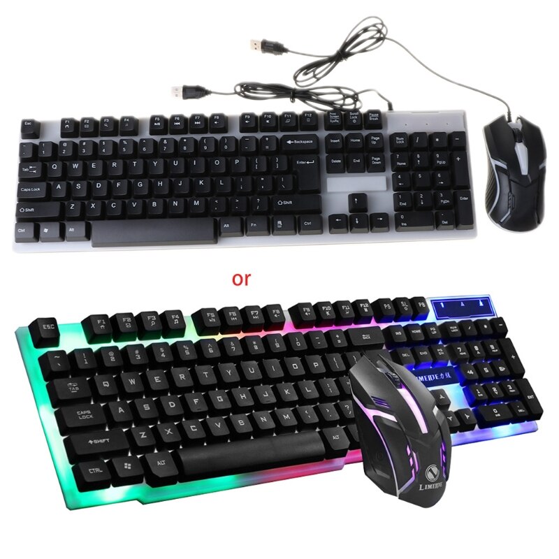 GTX300 USB Wired 104 Keys RGB Backlight Ergonomic Gaming Mouse Keyboard Combos Set Computer PC Replacement Accessories