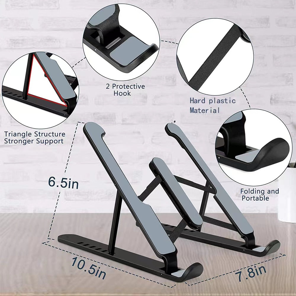 Foldable Laptop Stand Portable Notebook Support Base Holder Adjustable Riser Cooling Bracket for Laptop &amp; Tablet Accessories