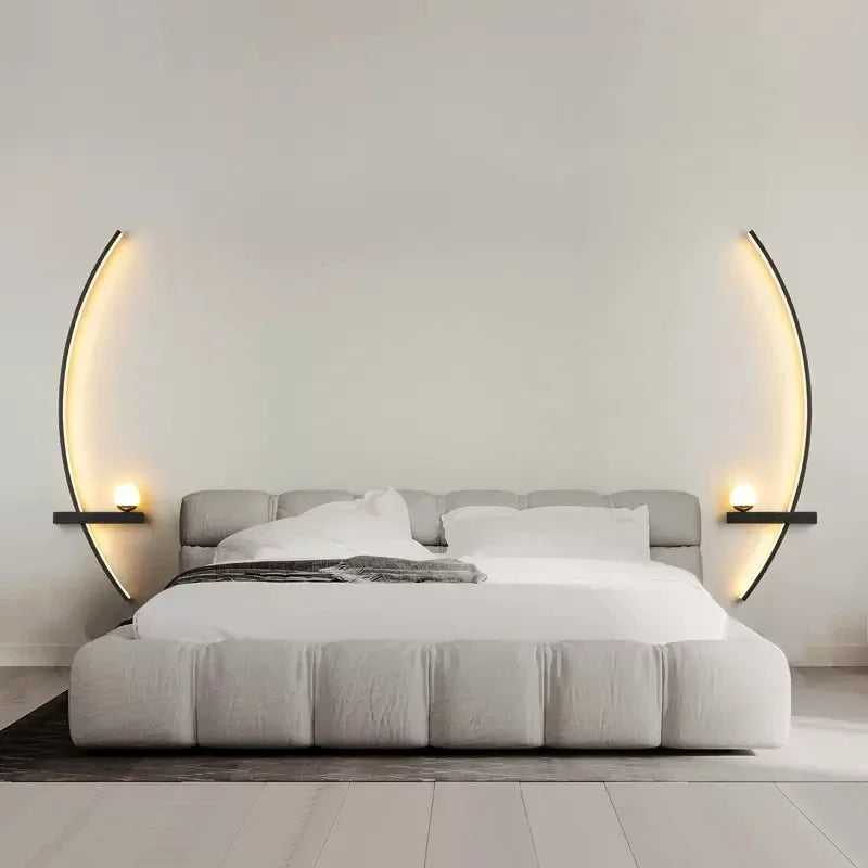 LED Wall Lamp Black Gold  Modern Interior Lamp Nordic Art TV Home Decor Sconce Living Room Sofa Bedside Table Mirror Light