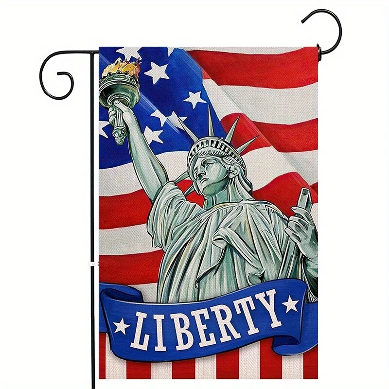 1pc Artofy Statue of Liberty Small Decorative Garden Flag, Stars Stripes America USA Memorial Day Yard Outside