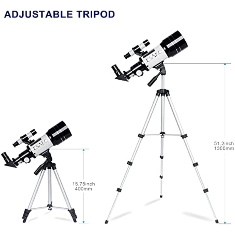 ESAKO Telescope for Kids,70mm Aperture Portable Telescopes with 3 Eyepieces, Height Adjustable Tripod &amp; Phone Adapter