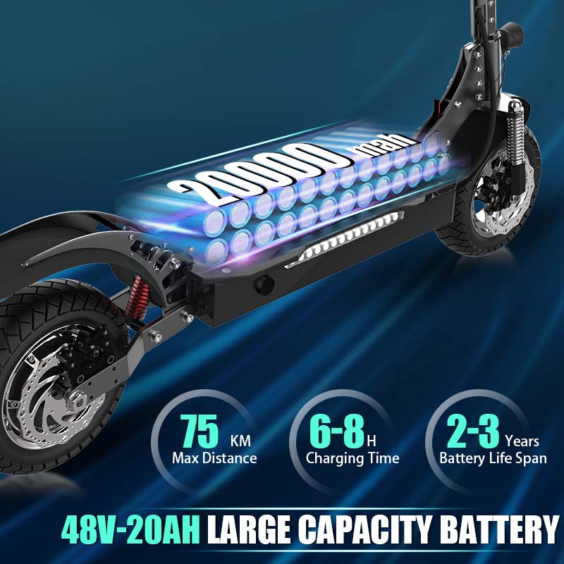 AJOOSOS X750 1300W Electric Scooter 75KM Long Range with 48V 20AH Battery Capacity Foldable Electric Scooter Adults 25KG Weight