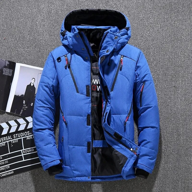 2024 Mens White Duck Down Jacket Warm Hooded Thick Puffer Jacket Coat Male Casual High Quality Overcoat Thermal Winter Parka
