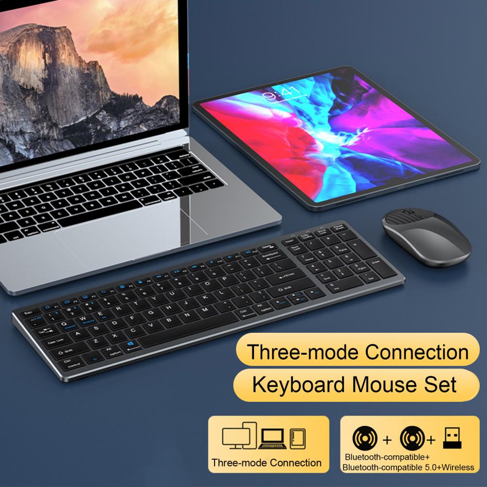 Connect Tablet Rechargeable Wireless Keyboard And Mouse Combo Computer Accessories