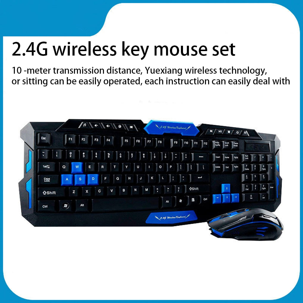 Gaming Keyboard Mouse Set 2.4G Laptop PC Waterproof Wireless Keypad Home Office Computer Accessory Work Clicking