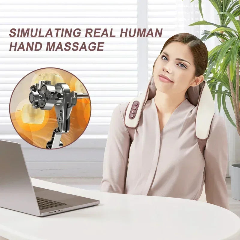 Electric Heat Neck Massage Shawl Shiatsu Kneading Cervical Spine Massager