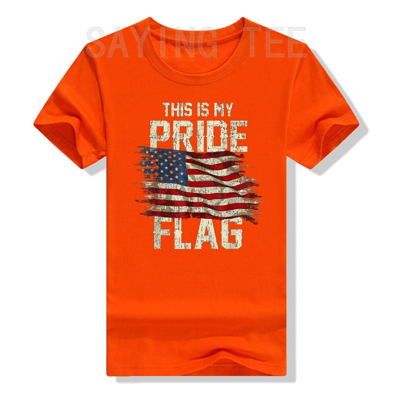 This Is My Pride Flag USA American 4th of July Patriotic T-Shirt Women's Men's Fashion Memorial Independence Day Clothes Gifts