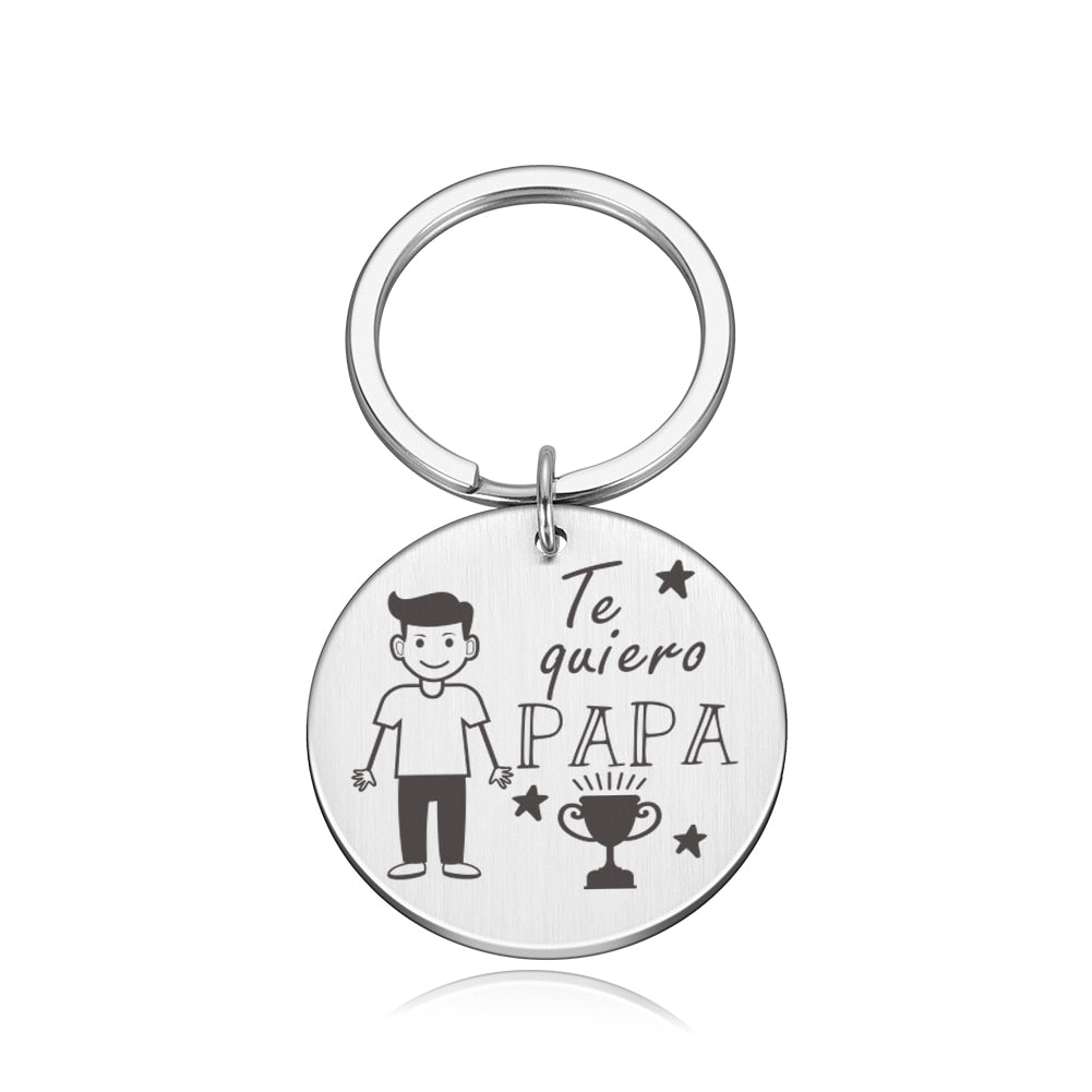 Fathers' Day Dad 2022 Birthday Gift Te Quiero PAPA Keyring Daddy Fathers Day Keyrings Men Father Party Original Gift for Men Car