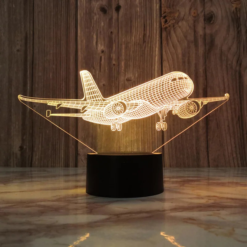 Airplane 3d Night Light Usb Plug-in Touch Table Lamp Decoration