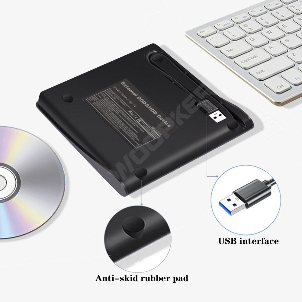 Woopker External DVD-RW Player CD DVD Burner USB 3.0 Drive Reader for PC Laptop Desktop Mac Windows Linux Apple iOS