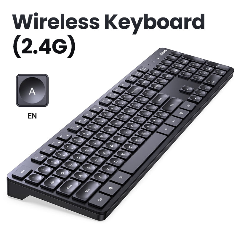 UGREEN Keyboard Mouse Wireless 2.4G English Russian Keycap For Work Office Gaming PC Accessories Mice Pads 104 Keycaps Keyboard