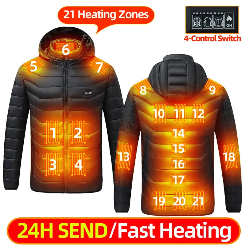 Heated Jackets For Men And Women Usb Electric Heated Hoodie Winter Heating Clothing Warming Hunting Coat Rechargeable