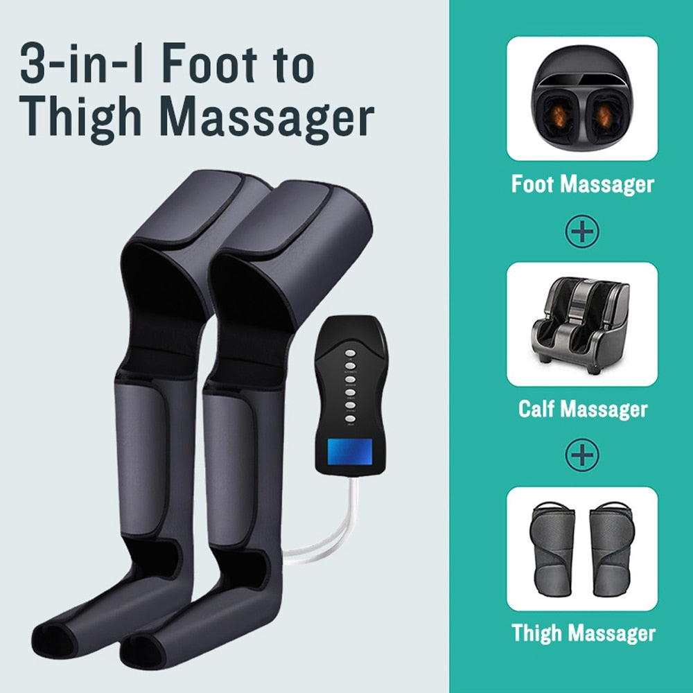 Electric Leg Massager Foot Calf Thigh Leg Compression Massager for Circulation Pain Relief with Controller 3 Modes 6 Intensities