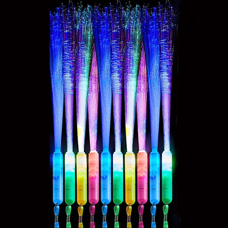 10/20pcs LED Light Up Fiber Optic Wands Glow Fiber Wands Sticks LED Flashing Fiber Sticks Glow Flashing Wands Neon Party Favors