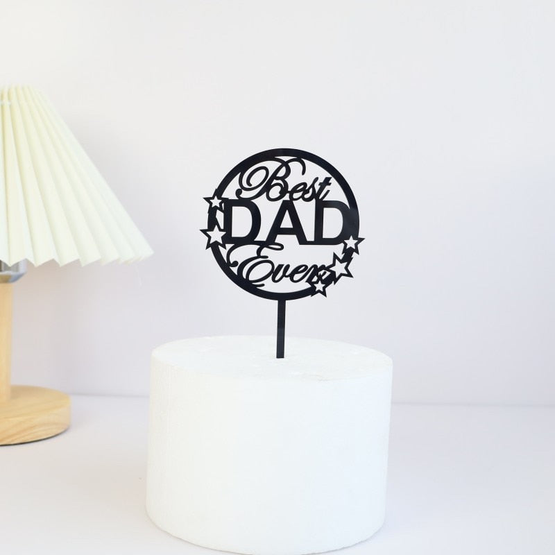 Gold BEST Dad Father&#39;s Day Party Cake Toppers Black Acrylic Daddy Birthday Cake Topper for Father Birthday Party Cake Decoration