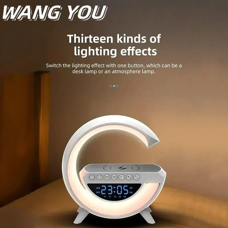 3041 Wireless Charging Multi-Functional Atmosphere Nightlight Bluetooth Stereo Home Alarm Clock Desktop HiFi Creative Speaker