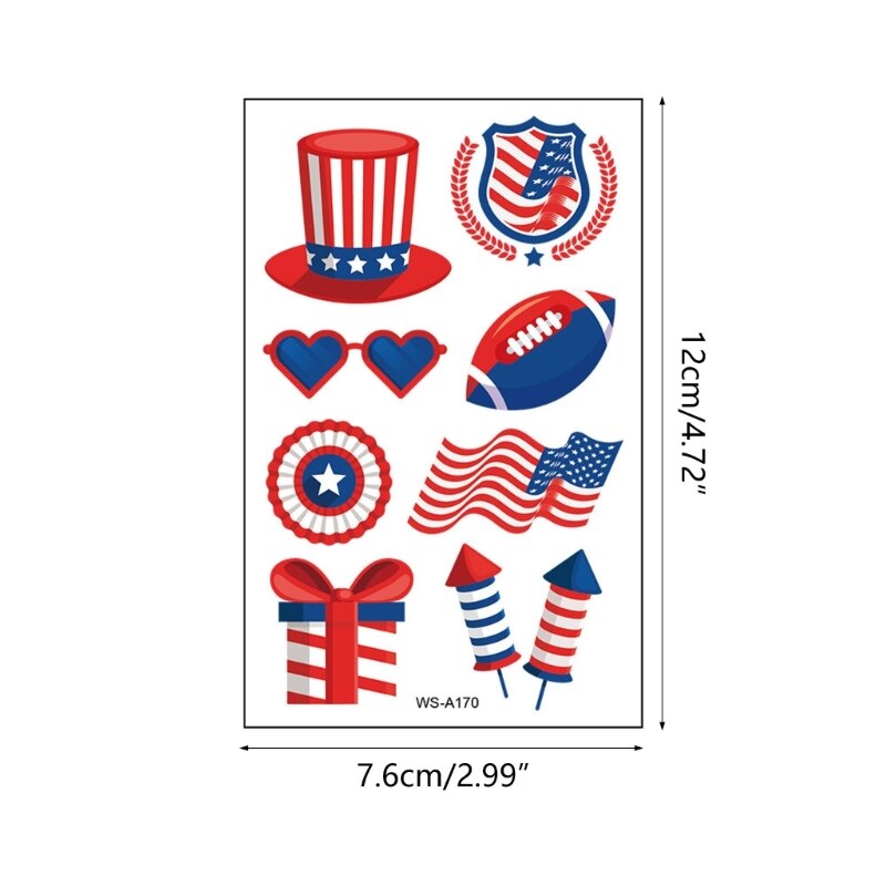 Independence Day Body Art-Stickers USA Flag, Memorial Day for Julycostume Fourth of July Decorations Tattoos