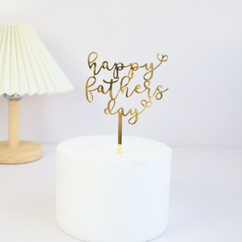 Gold BEST Dad Father&#39;s Day Party Cake Toppers Black Acrylic Daddy Birthday Cake Topper for Father Birthday Party Cake Decoration