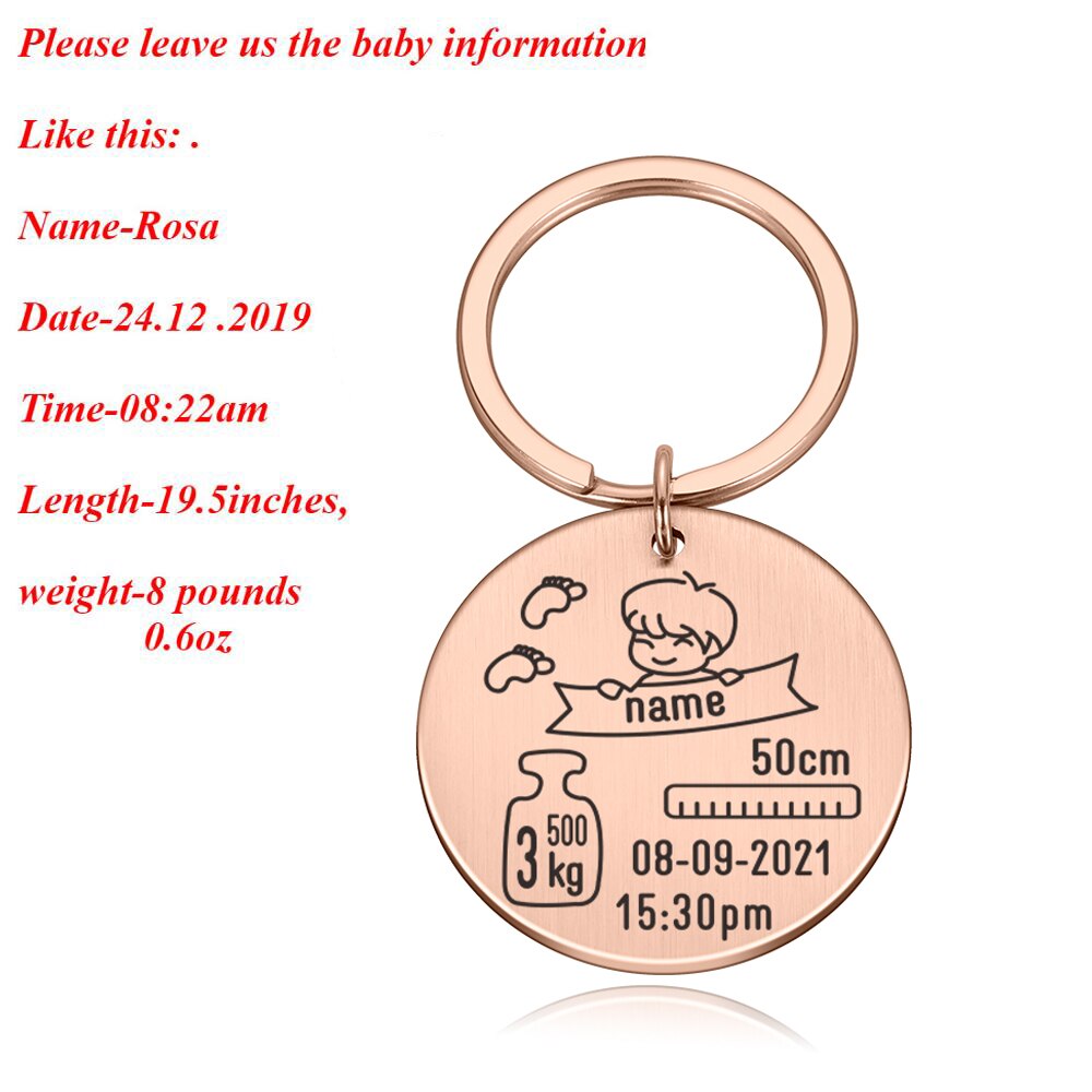 New Born Baby State Keychain Personalized Gift for New First Father Mother Day Gift Baby Name Date Weight Time Height Key Rings